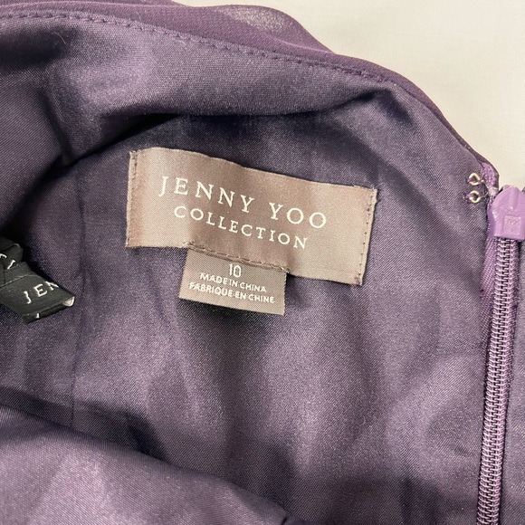 Jenny Yoo Cecillia Chiffon Ruffled Gown Bridesmaid‎ Dress V Neck Flowy Plum 8 - Picture 6 of 8